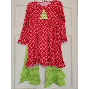 Southern Tots NWT Christmas 2 Piece Set Size 12 Red Green Christmas Tree